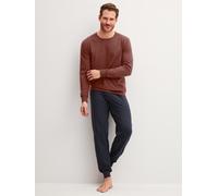 Schlafanzug CALIDA "Relax Essentials", Herren, Gr. S (46/48), braun (brick rot), Single Jersey, Obermaterial: 100% Baumwolle, Homewear-Sets Schlafanzug (77951042-S) brick rot