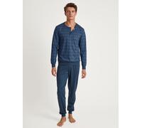 CALIDA Relax Imprint Bündchen-Pyjama Herren, aus 100% Baumwolle, Hose mit stoffbezogenem Gummibund