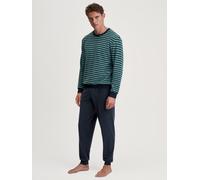 Schlafanzug CALIDA "Relax Terry", Herren, Gr. XXL (58/60), schwarz sapphire, Obermaterial: 85% Baumwolle, 13% Polyester, 2% Elasthan (LYCRA), lässig geschnitten lang, Rundhals, angesetztes Bündchen, H