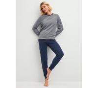 Schlafanzug CALIDA "Soft Dreams", Damen, Gr. L (48/50), peacoat blau, Single Jersey, Obermaterial: 85% Baumwolle, 13% Polyester, 2% Elasthan, Homewear-Sets Schlafanzug (46970345-L) peacoat blau