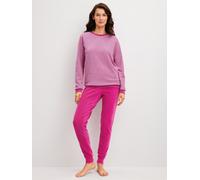 Schlafanzug CALIDA "Soft Dreams", Damen, Gr. XS (36/38), very berry, French Terry, Obermaterial: 85% Baumwolle, 13% Polyester, 2% Elasthan, bequem lang, Rundhals, angesetztes Bündchen, Homewear-Sets S
