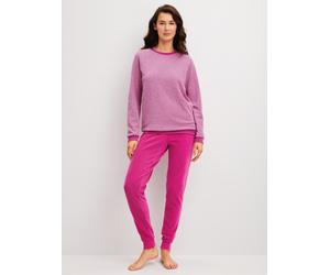 Schlafanzug CALIDA "Soft Dreams", Damen, Gr. XS (36/38), very berry, French Terry, Obermaterial: 85% Baumwolle, 13% Polyester, 2% Elasthan, bequem lang, Rundhals, angesetztes Bündchen, Homewear-Sets S