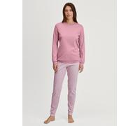 Schlafanzug CALIDA "Striped Dreams", Damen, Gr. XS (36/38), lila (lilas), Interlock, Obermaterial: 100% Baumwolle, bequem lang, Rundhals, angesetztes Bündchen, Homewear-Sets Schlafanzug, Rundhalsaussc