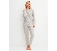 Schlafanzug CALIDA "Sweet Dreams", Damen, Gr. L (48/50), charm cream, Interlock, Obermaterial: 100% Baumwolle, bequem lang, Rundhals, angesetztes Bündchen, Homewear-Sets Schlafanzug, Langarm, Rundhals