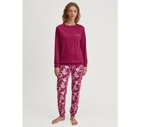 Schlafanzug CALIDA "Sweet Dreams", Damen, Gr. XS (36/38), pink (dahlia pink), Interlock, Obermaterial: 100% Baumwolle, casual, bequem lang, Rundhals, Langarm angesetztes Bündchen, Homewear-Sets, Langa