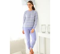 Schlafanzug, Damen, Gr. 48/50, lila (flieder, geringelt), Oberteil: 55% BW, 45% Polyester% 2 Teile mit untersch. Material, 80% Baumwolle, 20% Polyester, Homewear-Sets Schlafanzug (821383-48) flieder,