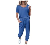 Schlafanzug Damen Lang Baumwolle Locker, Zweiteiliger Lässig Weich Langarm Oberteile Freizeitanzug Pyjama Set Pjs Sets Pyjamahose Winter Loungewear Homewear Elastischer Bund Soft Schlafanzug-Set