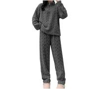 Schlafanzug Damen Lang Frottee Warm Winter - Kuschel Hausanzug Damen Flauschig Schlafanzughosen Schlafanzugoberteile Pyjama-Set Nachtwäsche Teddy-Fleece Schlafanzüge Flanell-Freizeitanzug Loungewear