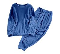 Schlafanzug Damen,Lang Zweiteiler Samt Pyjama Set Loungewear Freizeitanzug Herbst Winter Jogginganzug Hausanzug Dicke Velour Rundhals Langarm Oberteile mit Hose 2er Warm Vlies Kleidungsset