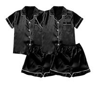 Schlafanzug Damen Pyjama Set Sommer 2ST Pyjamas für Damen Set Damen-Pyjamas Übergrößen-Pyjamas für Damen lässige Pyjamas Damen-Spitzenträger Shorts Heimkleidung Nachthemden Kurz (BK4 XXXXXL)