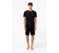 Schlafanzug FILA "MAN JERSEY PYJAMAS", Damen, Gr. XL, schwarz, Jersey, Obermaterial: 100% Baumwolle, bequem kurz, Rundhals, Homewear-Sets Schlafanzug, Hose mit elastischem Logobund und Kurzarmshirt (5