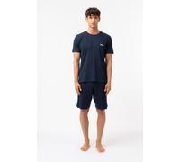 Schlafanzug FILA "MAN JERSEY PYJAMAS", Herren, Gr. L, navy, Web, Obermaterial: 100% Baumwolle, bequem kurz, Rundhals, Homewear-Sets Schlafanzug, T-Shirt und kurze Hose mit Gummizug (93310704-L) navy