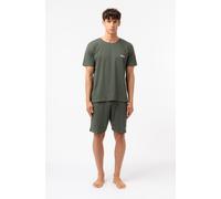 Schlafanzug FILA "MAN JERSEY PYJAMAS", Herren, Gr. XL, thyme, Web, Obermaterial: 100% Baumwolle, bequem kurz, Rundhals, Homewear-Sets Schlafanzug, T-Shirt und kurze Hose mit Gummizug (11181624-XL) thy