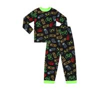 Schlafanzug für Jungen, Videospiel-Controller, Gaming, lang, Fleece, 2 Stück, Schwarz , 15-16 Years