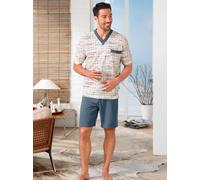 Schlafanzug GÖTTING, Herren, Gr. 52, blau (blau, natur), 100% Baumwolle, Homewear-Sets Schlafanzug (182944-52) blau, natur
