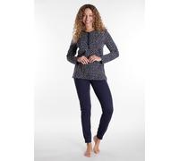 Schlafanzug GÖTZBURG "Marseille", Damen, Gr. 52 (6XL), blau (blau, dunkel, punkte), Single Jersey, Obermaterial: 100% Baumwolle, gepunktet, unifarben, bequem lang, Rundhals, Homewear-Sets Schlafanzug,