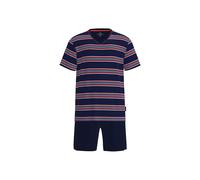 Schlafanzug GÖTZBURG "Pyjama Shorty Klima Aktiv", Herren, Gr. XL, bunt (blau, rot), Obermaterial: 60% Baumwolle CO. 40% Polyester PES., Homewear-Sets Schlafanzug (63165667-XL) blau, rot