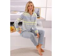 Schlafanzug HAJO, Damen, Gr. 40/42, gelb (gelb, grau, meliert), 62% Baumwolle, 38% Polyester, Homewear-Sets Schlafanzug (92628852-40) gelb, grau, meliert