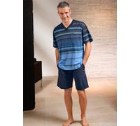 Schlafanzug HAJO, Herren, Gr. 48/50, blau (marine, geringelt), 62% Baumwolle, 38% Polyester, Homewear-Sets Schlafanzug (392329-48) marine, geringelt