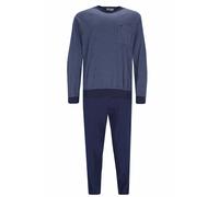 hajo Herren Schlafanzug 2-tlg. Set - lang, Bündchen, Rundhals, Premium Cotton Blau 3XL