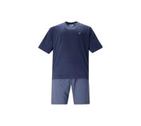hajo Herren Schlafanzug, kurz - Premium Cotton, Shorty, Kurzarm, Rundhals Blau L