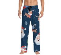 Schlafanzug Hose Herren Lang Dünn - Modische Freizeithose Herren mit Kordelzug Weichem Stoff für Bequemen Entspannte Alltagsaktivitäten (Dark Blue, XXL)