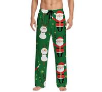 Schlafanzug Hose Herren - Modische Freizeithose Herren mit Kordelzug Weichem Stoff für Komfortable Entspannung Im Alltag Urlaub (Green, L)