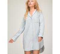 Schlafanzug HUNKEMÖLLER "Nightshirt Stripe", Damen, Gr. XL/XXL, blau, 50% Viskose, 50% Baumwolle, Homewear-Sets Schlafanzug (70409605-XL) blau