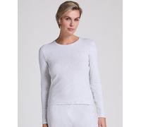 Schlafanzug HUNKEMÖLLER "Pyjama-Oberteil Pointelle", Damen, Gr. L, grau, 90% Baumwolle, 7% Elasthan, 3% Viskose, Homewear-Sets Schlafanzug (37215403-L) grau
