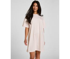 Schlafanzug HUNKEMÖLLER "Roundneck Nightshirt", Damen, Gr. M/L, rosa, 100% Baumwolle, Homewear-Sets Schlafanzug (38265700-M) rosa