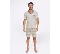 Schlafanzug KINGS CLUB, Herren, Gr. 48/50, bunt (blau, natur), 100% Baumwolle, Homewear-Sets Schlafanzug (41400662-48) blau, natur