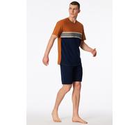 Schiesser Shorty Casual Essentials Herren Gr.50 Blau 100% Baumwolle Rundhals