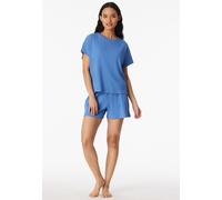 Schlafanzug kurz Feinripp Jacquard aqua - Casual Feel 42