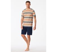 Schlafanzug kurz geringelt braun - Casual Nightwear 50