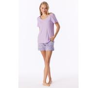 Schlafanzug kurz Interlock Blumen Flieder - Modern Nightwear 48