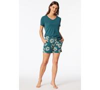 Schlafanzug kurz Interlock Blumen grün - Modern Nightwear 42