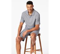 Schlafanzug kurz Jacquard Polokragen admiral kariert - Selected Premium 58