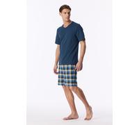 Pyjama SCHIESSER "Casual Essentials", Herren, Gr. 54, blau (860, tiefblau), Single Jersey, Obermaterial: 100% Baumwolle, Homewear-Sets Pyjama (45966464-54) 860, tiefblau
