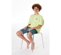Schiesser Jungen Schlafanzug kurz Karos Surfer Gelb 100% Bio-Baumwolle Größe 176