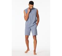 Shorty SCHIESSER "Modern Nightwear", Herren, Gr. 48, 808, blau, Single Jersey, Obermaterial: 73% Baumwolle, 27% Polyester, bequem kurz, Rundhals, Homewear-Sets Shorty, mit Rundhalsausschnitt und ärmel