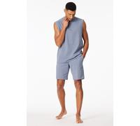 Shorty SCHIESSER "Modern Nightwear", Herren, Gr. 54, 808, blau, Single Jersey, Obermaterial: 73% Baumwolle, 27% Polyester, bequem kurz, Rundhals, Homewear-Sets Shorty, mit Rundhalsausschnitt und ärmel