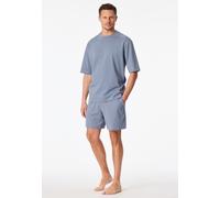 Shorty SCHIESSER "Modern Nightwear", Herren, Gr. 56, 808, blau, Single Jersey, Obermaterial: 73% Baumwolle, 27% Polyester, bequem kurz, Rundhals, Homewear-Sets Shorty, mit Rundhalsausschnitt und kurze