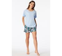 Schlafanzug kurz Palmen hellblau - Modern Nightwear 48