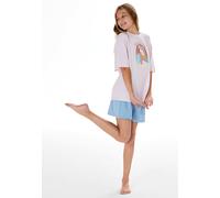 Schlafanzug kurz Regenbogen Surfer rosa - Teens Nightwear 140