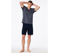 Schlafanzug kurz Ringel blaugrau - Casual Nightwear 48