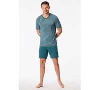 Schlafanzug kurz Ringel grün - Long Life Soft 48