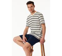 Schlafanzug kurz Ringel kalkweiß - Casual Nightwear 48