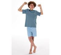 Schlafanzug kurz Ringel pacific blue - Teens Nightwear 176