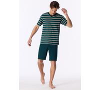 Schlafanzug kurz Ringel tiefseegrün - Casual Nightwear 52
