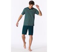 Schlafanzug kurz Ringel tiefseegrün - Casual Nightwear 54